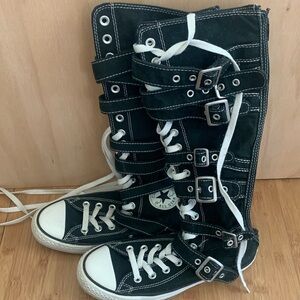 Converse All Star Chuck Taylor Mens Black Shoes Calf High Lace & Buckles Size 6
